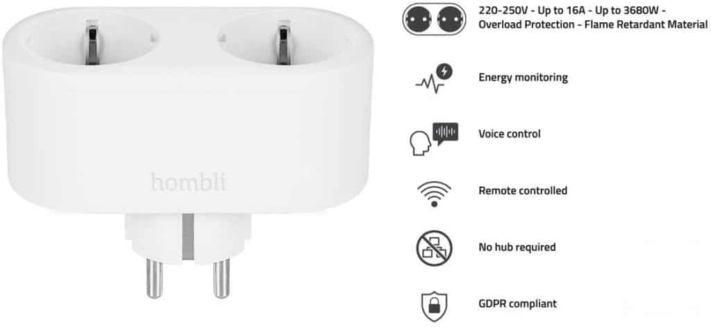 Смарт WIFI разклонител Hombli, с гласов контрол